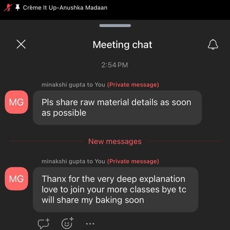 Customer feedback chat screenshot