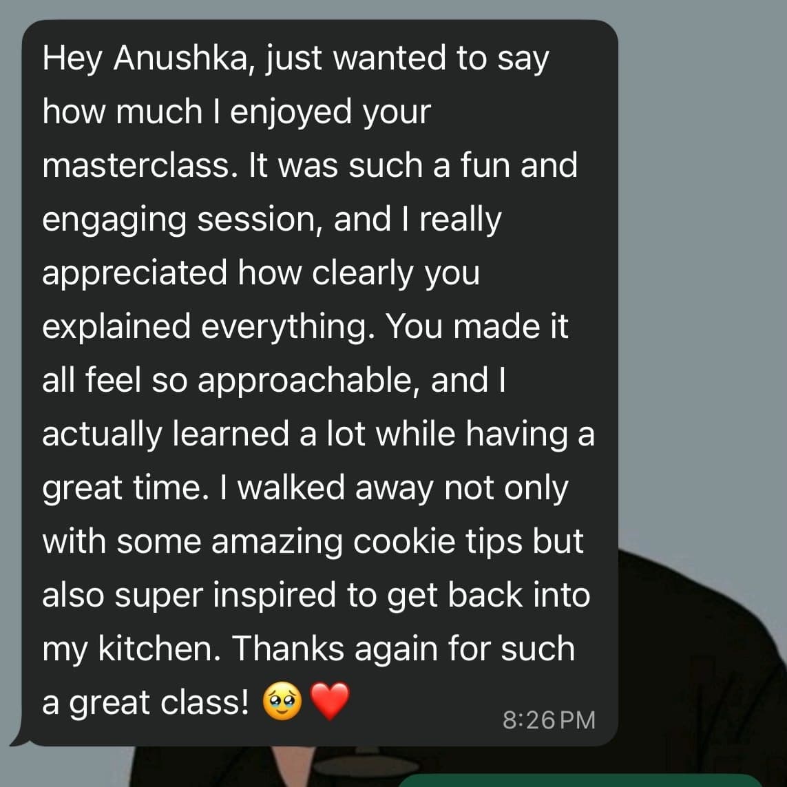 Customer feedback chat screenshot